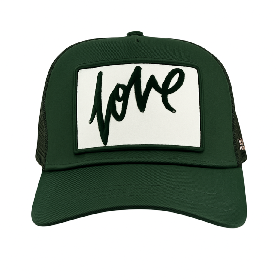Love Cursive Trucker - Hunter Green