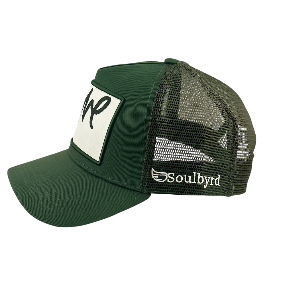 Love Cursive Trucker - Hunter Green