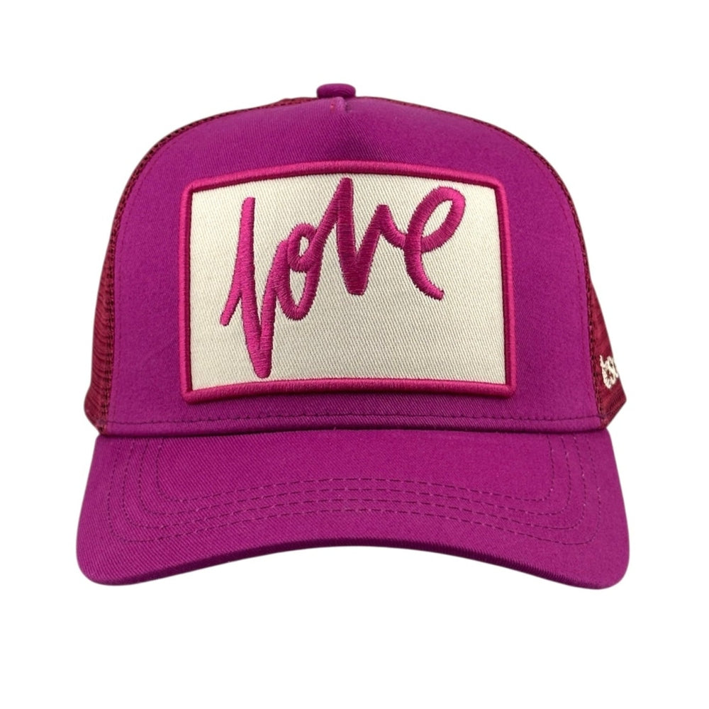 Love Cursive Trucker - Berry