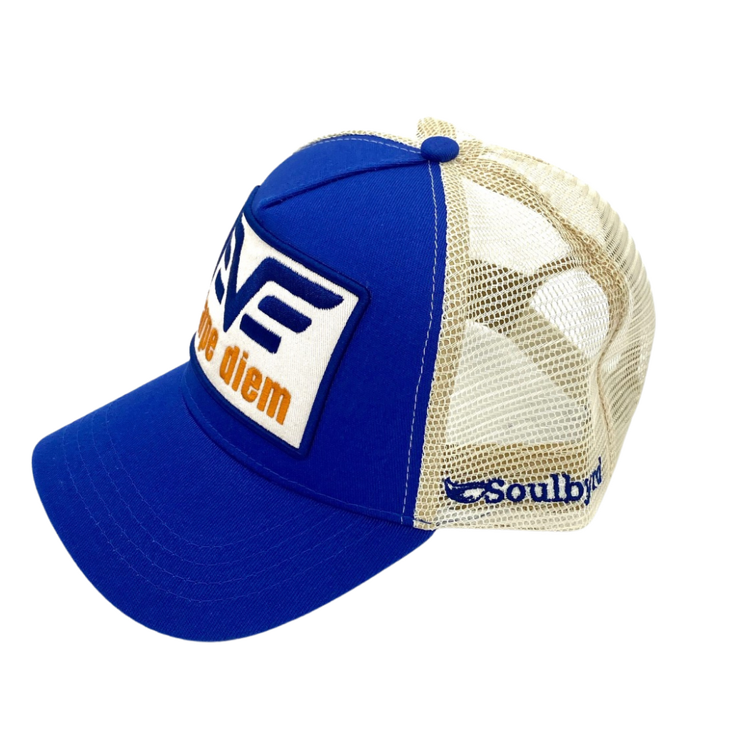 Carpe Diem Trucker Hat (Blue/Mauve)