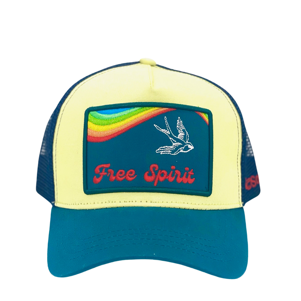 Free Spirit Trucker Hat (Yellow/Blue)